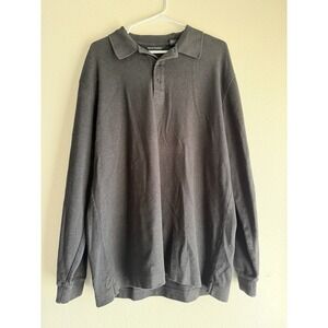 Scott Barber Polo Shirt Men's X-Large Gray Long Sleeve Pima Cotton 1 Button